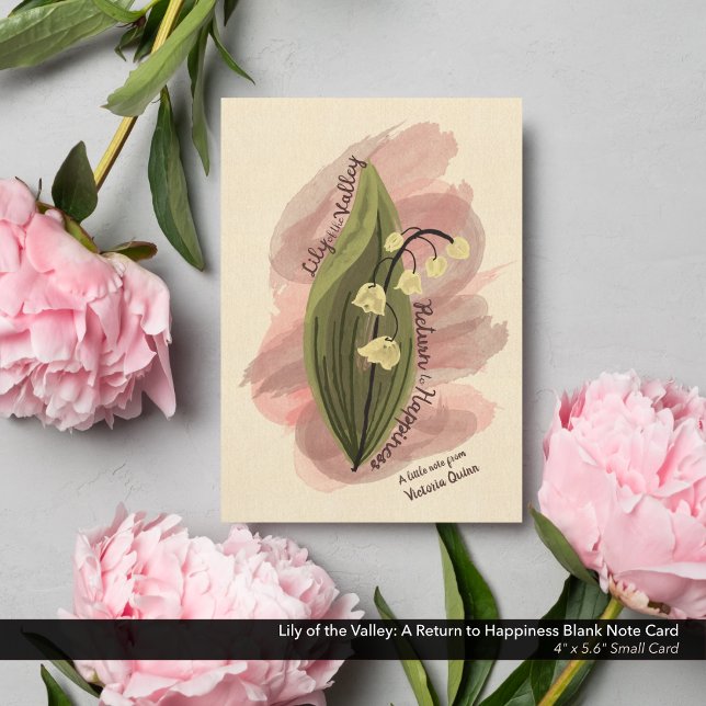 Lily del Valle: Un regreso a la felicidad en blanc (Lily of the Valley: A Return to Happiness Blank Note Card - with Dusty Pink Accents)