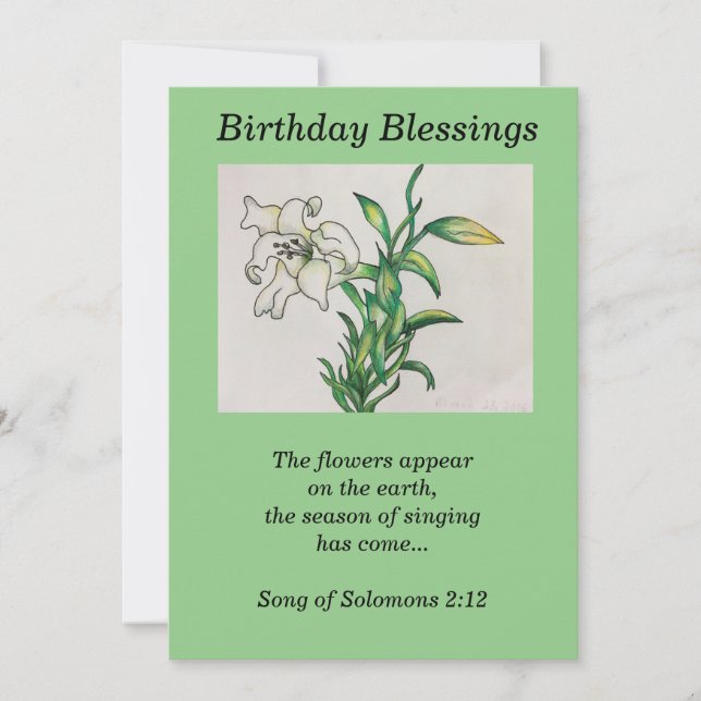 Lily Flower Birthday Blessings Cita Solomons 2:12 (Anverso)