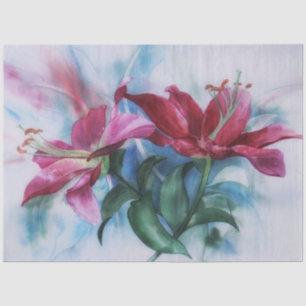Lily Lilies Watercolor Art Decoupage Tejido Papel
