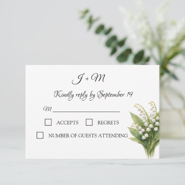 Lily of the Valley  White Floral Modern RSVP (Anverso de pie)