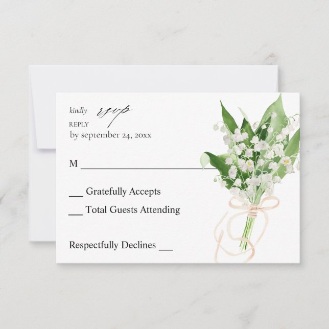 Lily of the Valley White Floral no Meal RSVP (Anverso)