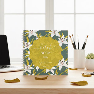 "Lily Verde Oliva" Libreta de Dibujo -