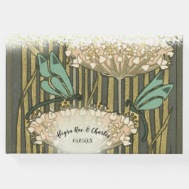Lilypad Dragonfly Art Deco Boda invitado libro