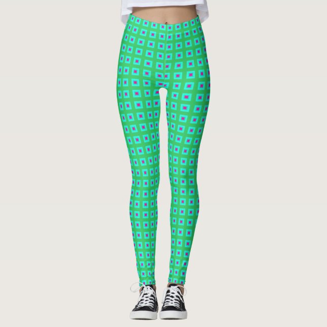 Lima Verde Acuático con Pequeño Patrón > Leggings (Anverso)