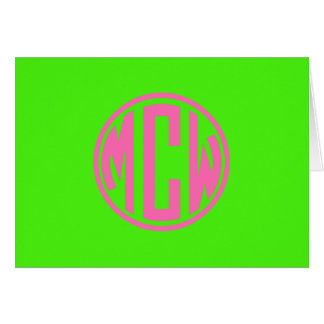 Lima Verde Rosa Caliente Círculo Monograma Preppy