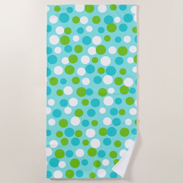 Lime Aqua Dots Beach Pool Toalla Regalo Vacacional (Anverso)