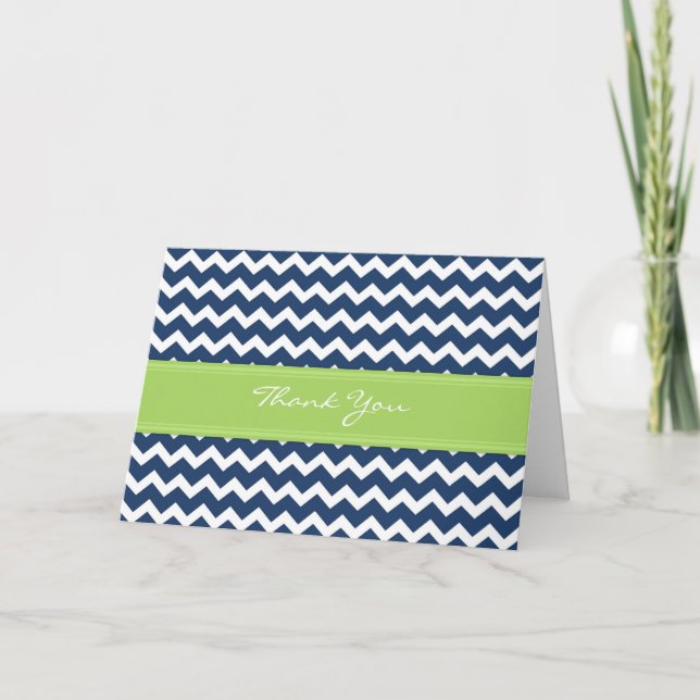 Lime Blue Chevron Boda Gracias Tarjeta (Anverso)