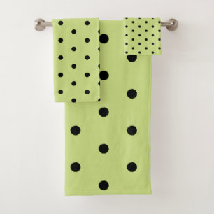 Lime Chartreuse Whimsical Black Polka