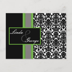 lime damask Wedding tarjeta rsvp