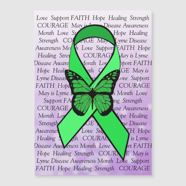 Lime Disease Awareness Butterfly Ribbon Magnet (Anverso)