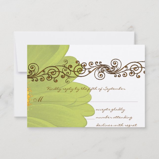 Lime Gerber Daisy Wedding RSVP (Reverso)