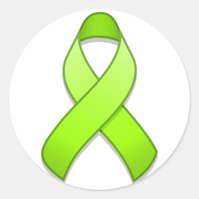 Lime Green Awareness Ribbon Round Pegatina (Anverso)