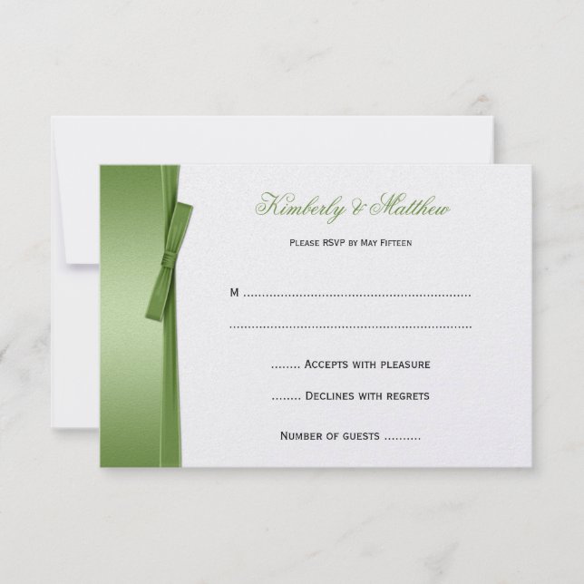 Lime Green FAUX Ribbon RSVP (Anverso)