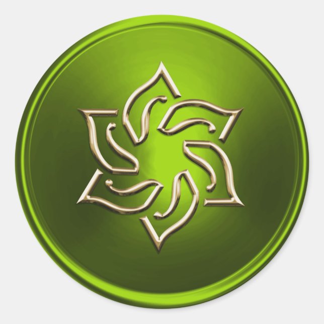 Lime Green Gold Star of David Sello para sobres (Anverso)