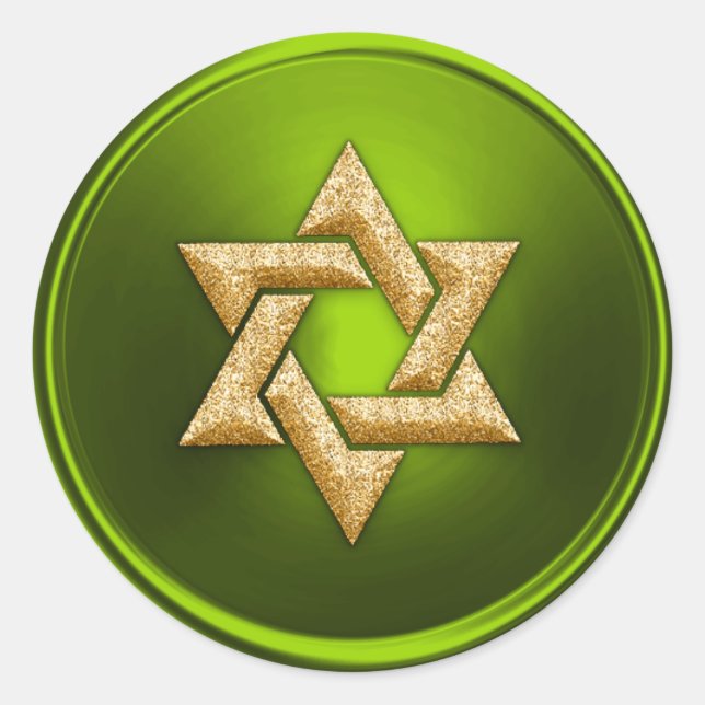 Lime Green Gold Star of David Sello para sobres (Anverso)