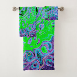 Lime Green Groovy Resumen Retro Liquid Swirl