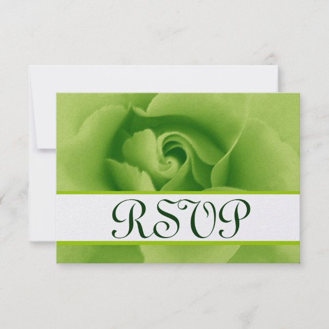 Lime Green Rosa RSVP Tarjeta de respuesta Boda peq (Anverso)