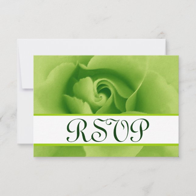 Lime Green Rosa RSVP Tarjeta de respuesta Boda peq (Anverso)