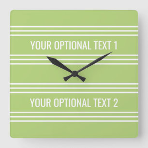 Lime Green Stripes reloj de pared personalizado