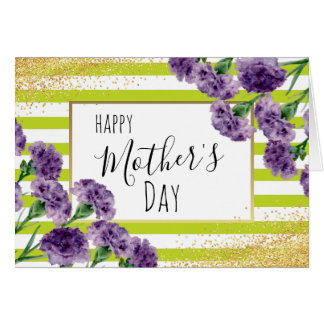 Lime Green Strips Purple Carnations Gold Confetti