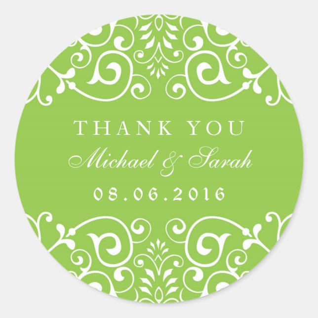 Lime Green Swirl Flower Bridal Shower Pegatina (Anverso)