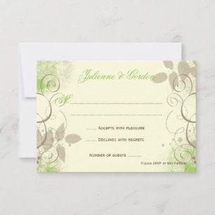 Lime Green Tan Grunge Swirls deja tarjetas de resp