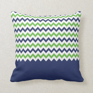Lime Green y la almohada azul zigzag de la marina