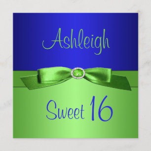 Lime Green y Royal Blue Sweet 16 invitaciones