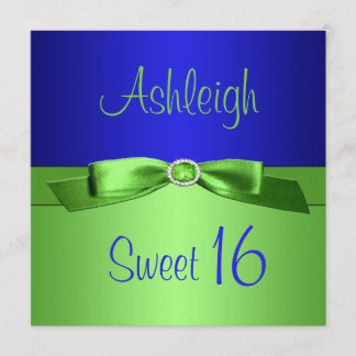 Lime Green y Royal Blue Sweet 16 invitaciones