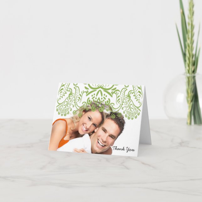 Lime Love Birds Boda Gracias Cartas De Nota (Anverso)