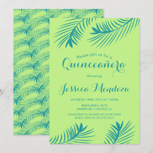 Lime Palm Leaf Quinceañera Sweet 16 Invitación