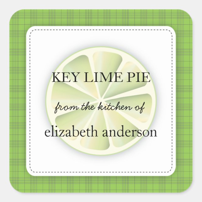 Lime Slice Green Plaid de la cocina de la etiqueta (Anverso)