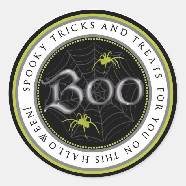 Lime Spider Web Halloween favorece a los Pegatinas (Anverso)