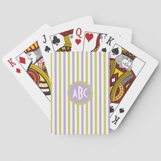 Lime y Fuchsia Stripes personalizados cartas de ju (Reverso)