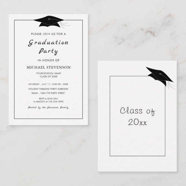 Límite de invitación del Partido de Graduación Bla (Anverso / Reverso)