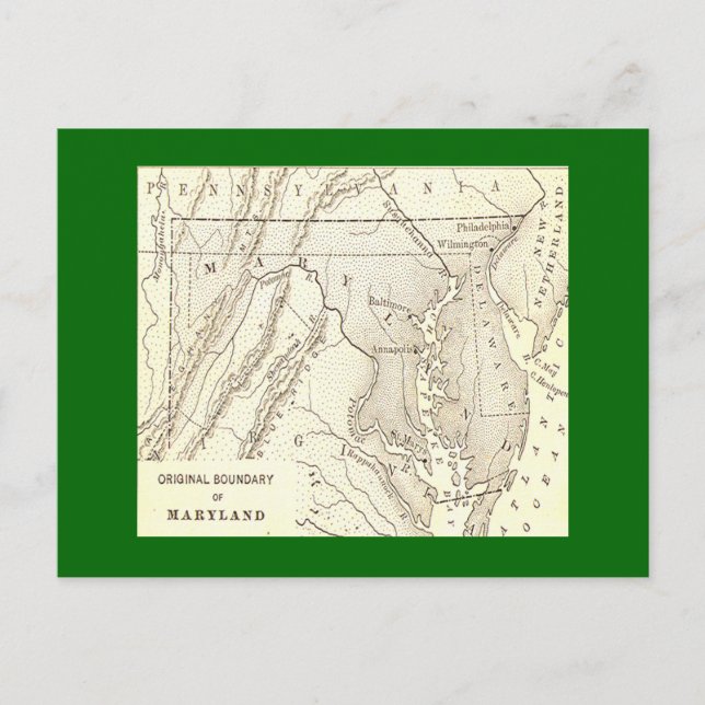 Límites originales de la postal de Maryland (Anverso)
