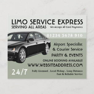 Limo Taxi Service con publicidad de lista de preci