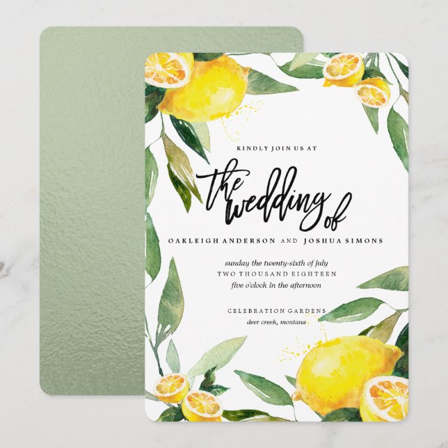 Limón bohemio y deja la invitación a la boda (Anverso / Reverso)