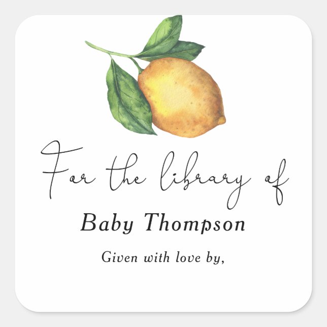 Limón cítrico - etiqueta de libro para baby shower (Anverso)