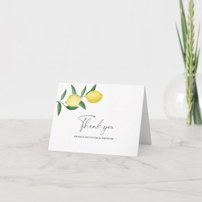Limón Cítrico - Tarjeta de agradecimiento de boda (Anverso)