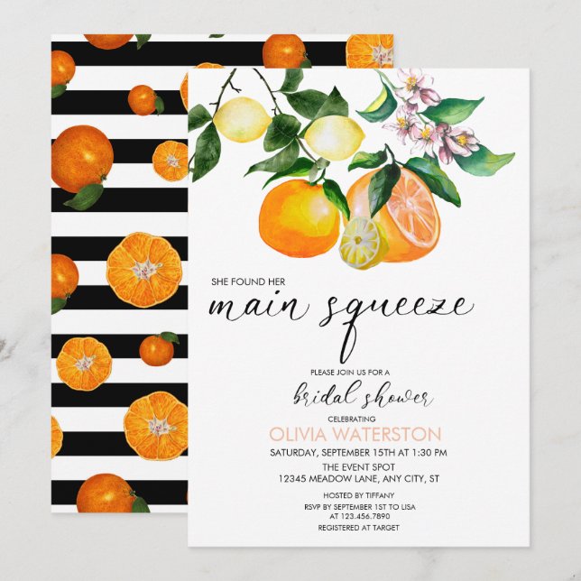 Limón | Citrus | Invitaciones a la ducha de novia (Anverso / Reverso)