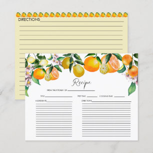 Limón Citrus Tarjeta de receta de ducha de nov