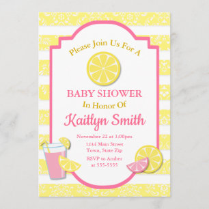 Limón de invitación Baby Shower rosado Lemonade