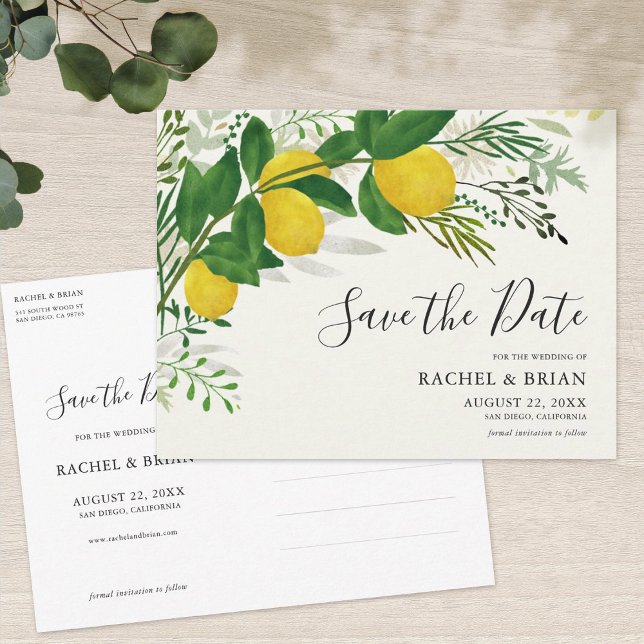 Limón fresco Guardar la tarjeta postal de invitaci (Subido por el creador)