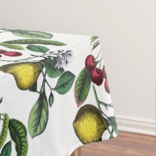 Limón y cerezas, mantel botánico