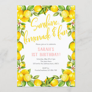 Limonada de sol, invitación de cumpleaños de limón