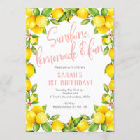 Limonada de sol, invitación de cumpleaños de limón