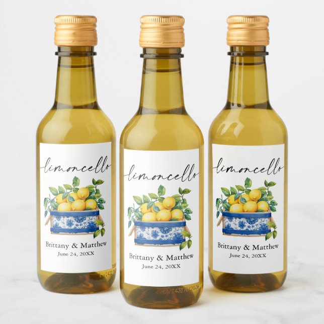 Limoncello Calligraphy Watercolor Lemons Box Mini (Botellas)