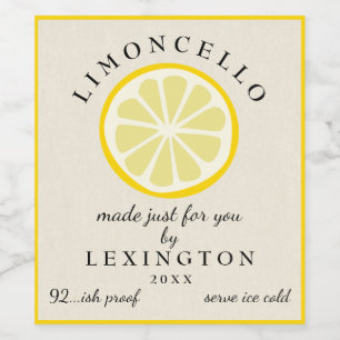 Limoncello Fabricado Solo Para Usted Etiqueta De B