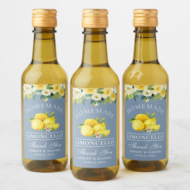 Limoncello Lemons Floral Dusty Blue Mini (Botellas)